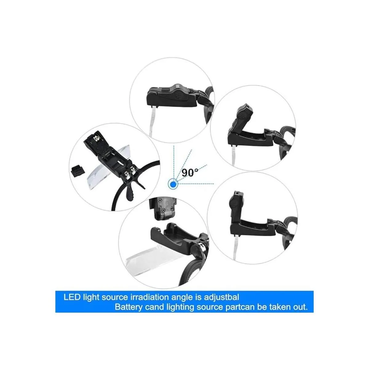 Beileshi visor con 5 lentes de aumento con 2 LED lupa de