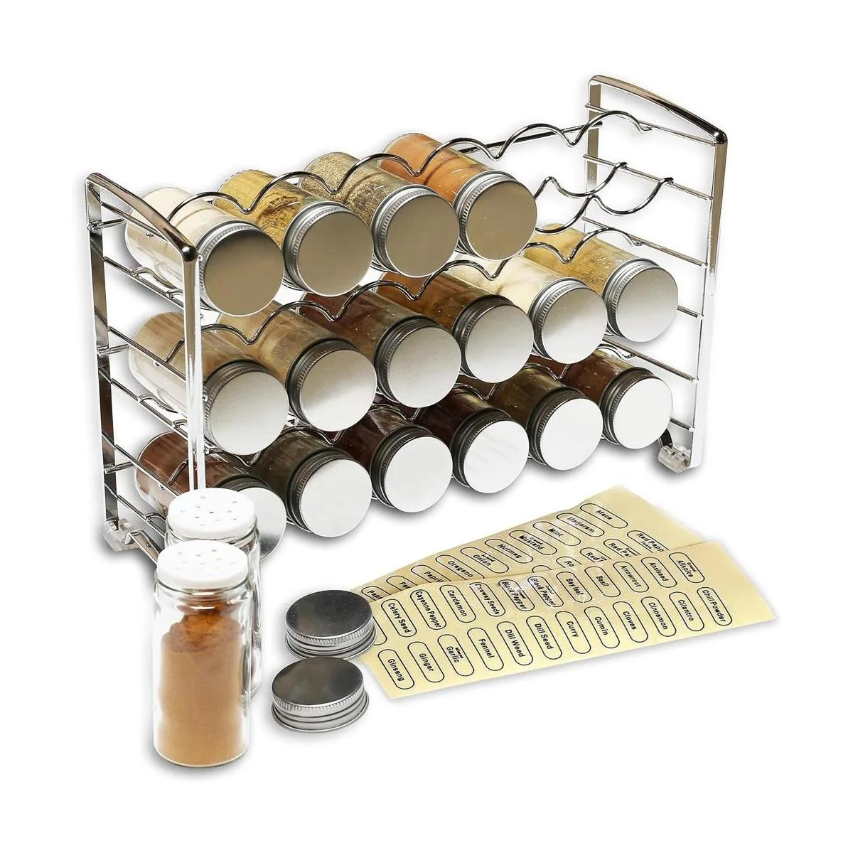 Estante para especias soporte con 18 botellas y 48_1