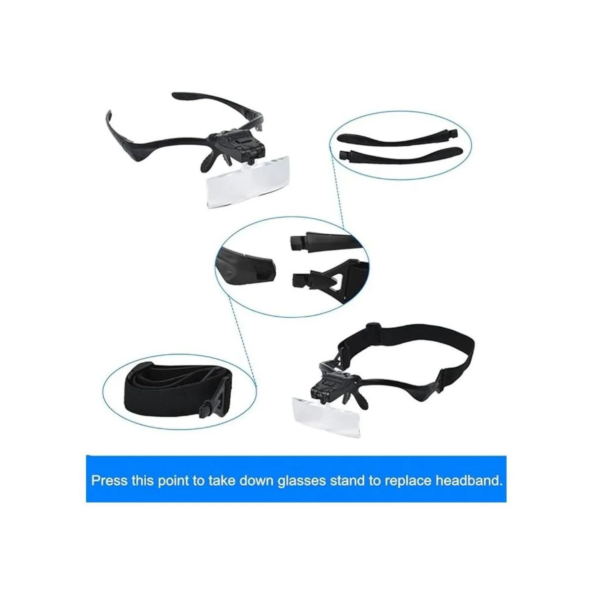 Beileshi visor con 5 lentes de aumento con 2 LED lupa de