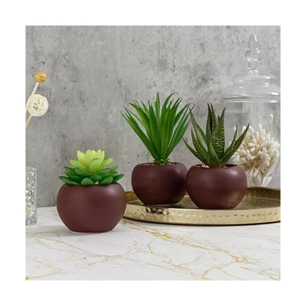 Mini plantas suculentas en maceta artificiales juego de 3_3