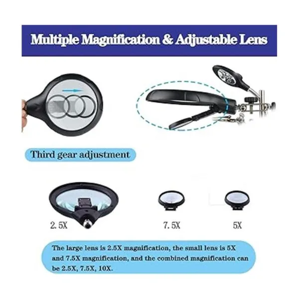 Beileshi 2.5 x 7.5 x 10 x luz LED que ayuda a manos con_3