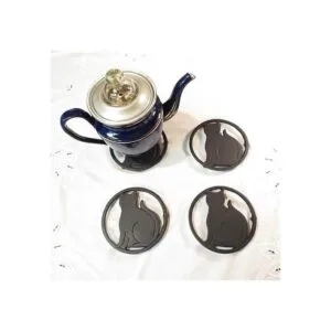 Black Cat Salvamanteles con pies de metal para cocina o_2