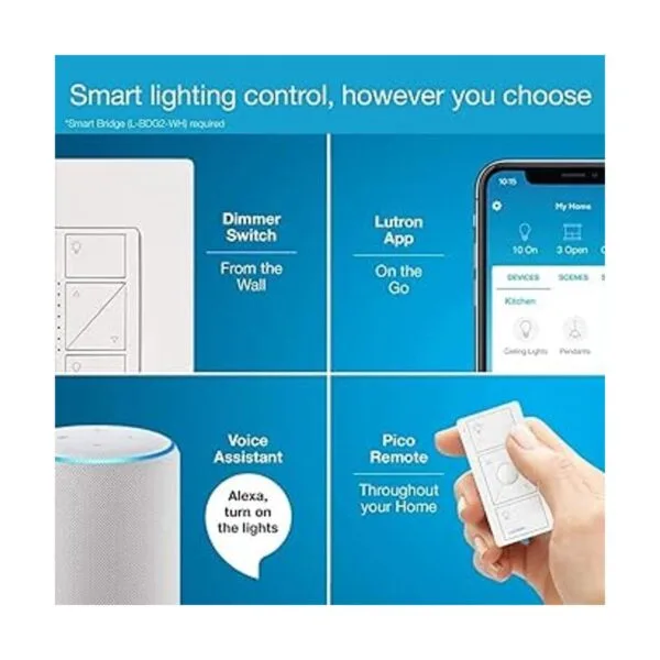 Lutron Interruptor atenuador inteligente para hogar_4