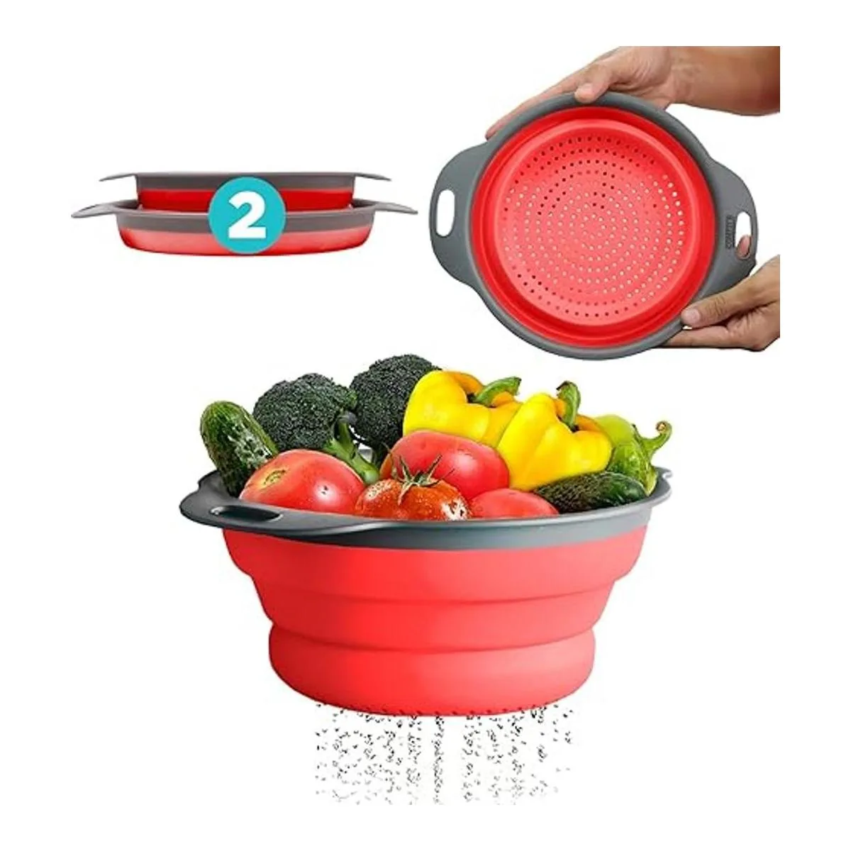 Juego de Colador juego de 2 coladores plegables filtros_1