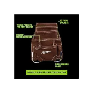 AWP Bolsa de herramientas de gamuza de 10 bolsillos