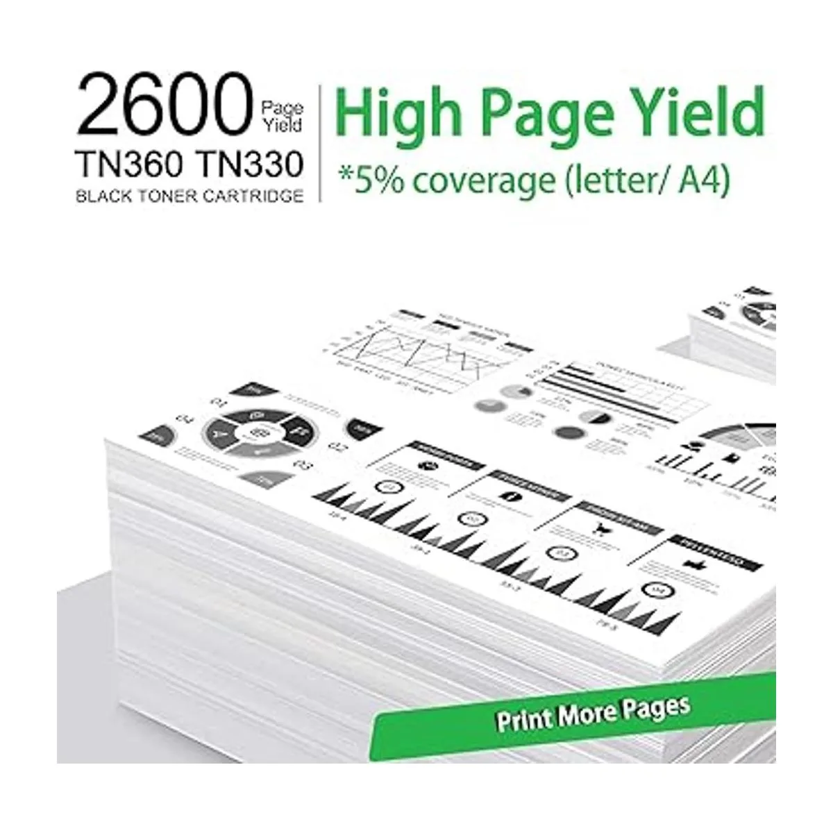 GREENCYCLE Paquete de 2 cartuchos de tóner TN360 TN360_4