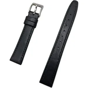 Correa de reloj de piel de becerro auténtica negra de_1