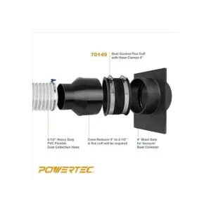 POWERTEC 70149 Puño flexible de control de polvo con