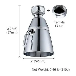 Cabezal de ducha de alto flujo ángulo simple latón sólido