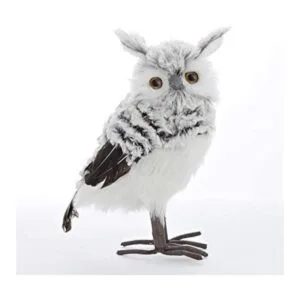 Kurt Adler Owl 10 pulgadas grisblanco