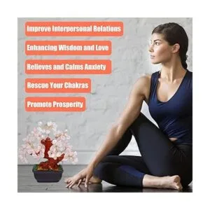 Bonsai decorativo Feng Shui de cristal de cuarzo rosa_2