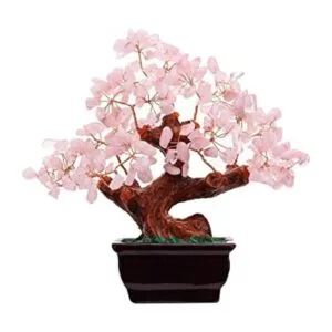 Bonsai decorativo Feng Shui de cristal de cuarzo rosa_1
