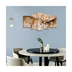 5 paneles de arte de pared con diseño de ciervo de cola