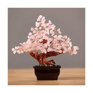 Bonsai decorativo Feng Shui de cristal de cuarzo rosa_4
