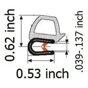 Foco horizontal para puerta de caucho de 0.62 pulgadas de
