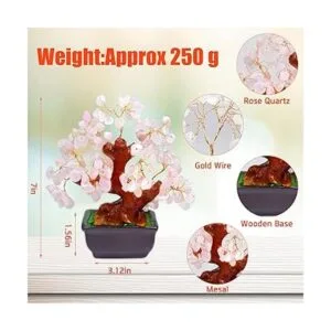 Bonsai decorativo Feng Shui de cristal de cuarzo rosa_5