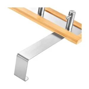 Ganchos de puerta de acero inoxidable y bambú para toalla_5
