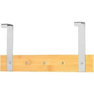 Ganchos de puerta de acero inoxidable y bambú para toalla_6