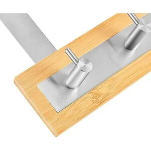 Ganchos de puerta de acero inoxidable y bambú para toalla_4