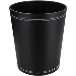 KINGFOM Cubo de basura clásico de piel sintética pequeño