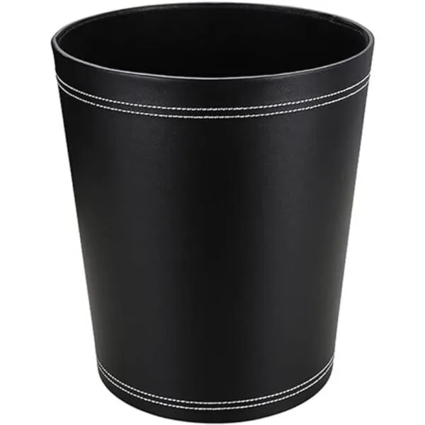 KINGFOM Cubo de basura clásico de piel sintética pequeño