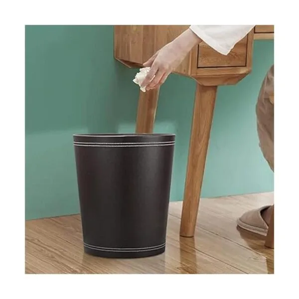 KINGFOM Cubo de basura clásico de piel sintética pequeño
