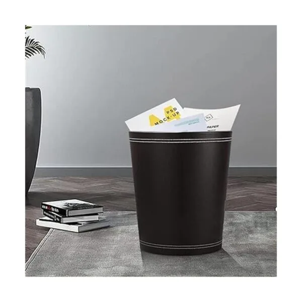 KINGFOM Cubo de basura clásico de piel sintética pequeño