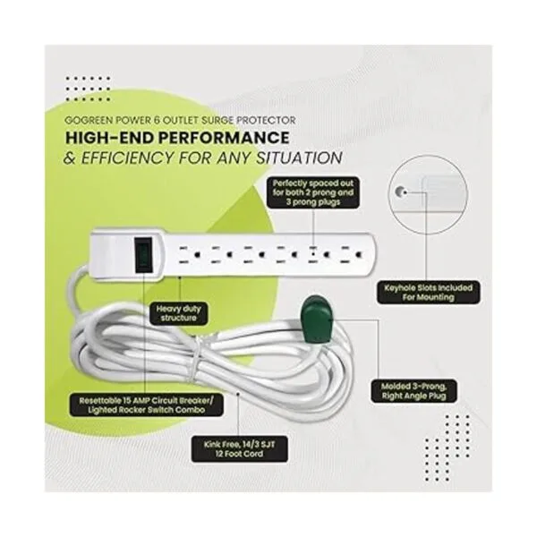 Gogreen Power GG16103M12 Protector de sobretensión de 6