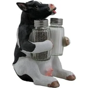 Holstein cow Juego de salero y pimentero con soporte_3