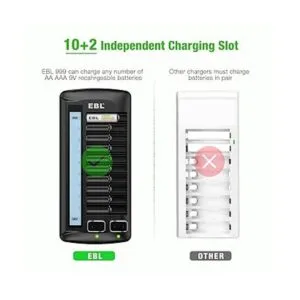 EBL Cargador de batería universal LCD de 12 bahías para_2