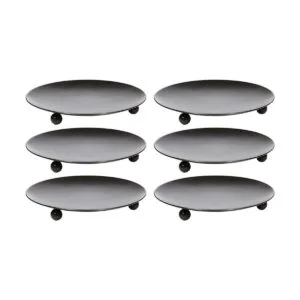 Hosley Juego de 6 portavelas de hierro negro de 4.3 in de