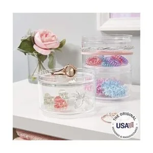 3 recipientes apilables de accesorio de pelo de plástico_2