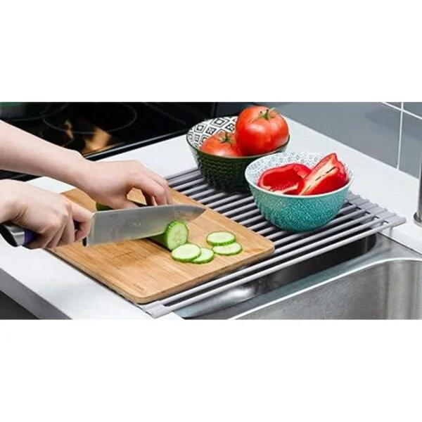 Surpahs Escurridor de platos plegable enrollable de acero_6