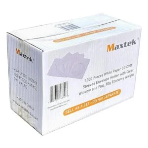 Maxtek 1000 unidades de papel blanco CD DVD fundas de_2