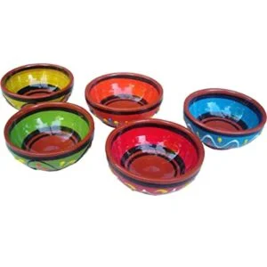 Conjunto de 5 cuencos pequeños de terracota pintados a_1