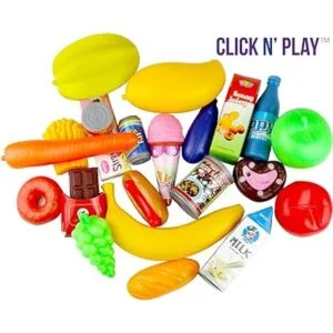 Juego de carrito de compra con comestibles de mentira para_4