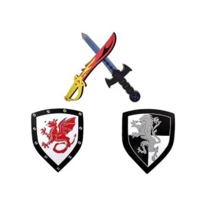 Juego combinado de 4 piezas de espada y escudo de doble_5