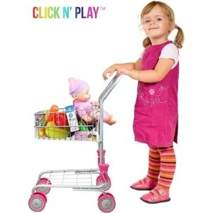 Juego de carrito de compra con comestibles de mentira para_3