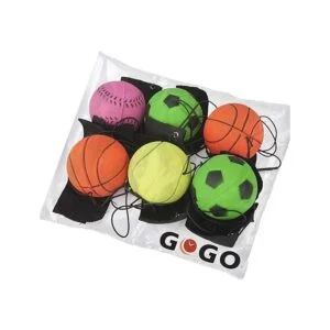 GOGO Pack de 6 bolas de goma con correa para la muñeca y_5