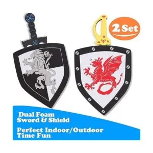 Juego combinado de 4 piezas de espada y escudo de doble_4
