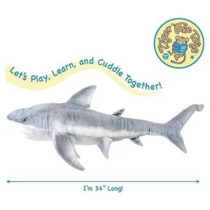 Sammy The Shark Peluche de animal de peluche blanco de 34