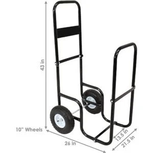 Sunnydaze carro para leña con cobertor Negro_3