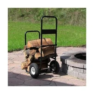 Sunnydaze carro para leña con cobertor Negro_2