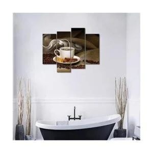 Cuadro de café y café en grano de cocina para pared