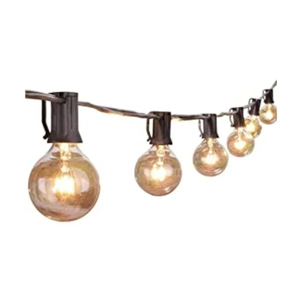 Tira de luces G40 de 25 pies con focos transparentes con_1