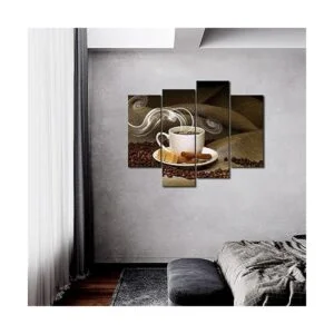 Cuadro de café y café en grano de cocina para pared