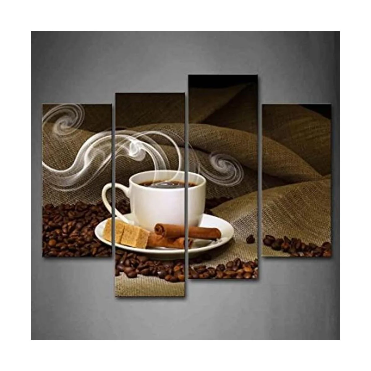 Cuadro de café y café en grano de cocina para pared