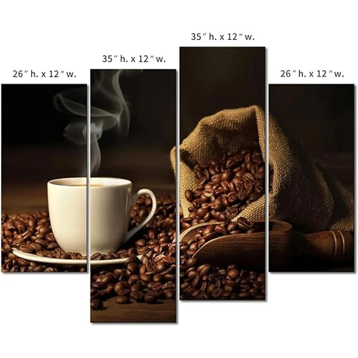 First Wall Art Marrón una taza de café y café en grano.