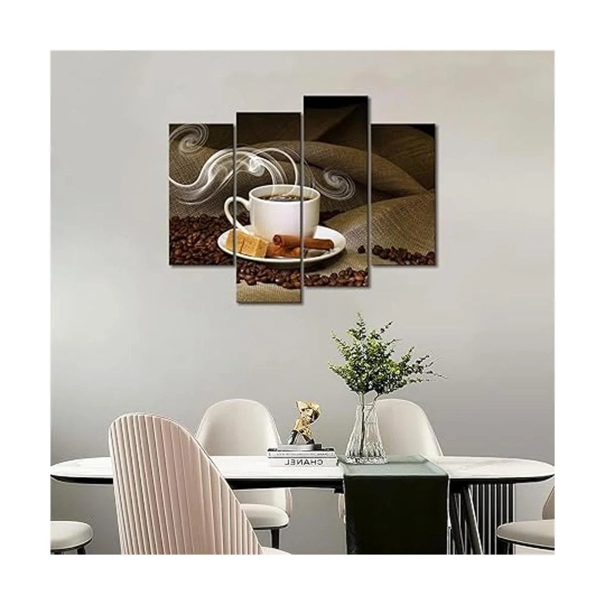 Cuadro de café y café en grano de cocina para pared