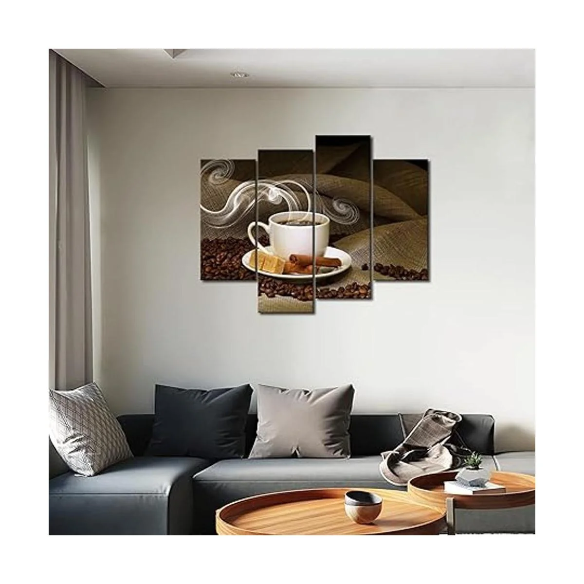 Cuadro de café y café en grano de cocina para pared